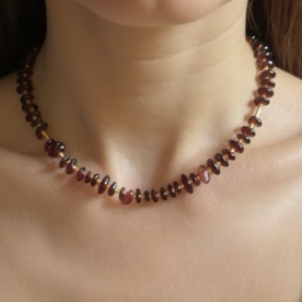 LUXURY Choker Necklace GOLD VERMEIL GARNET NEUTRAL Y2K PROTECTION ENERGY